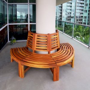 Half Circle Tree Bench for Garden Seating Forever Redwood